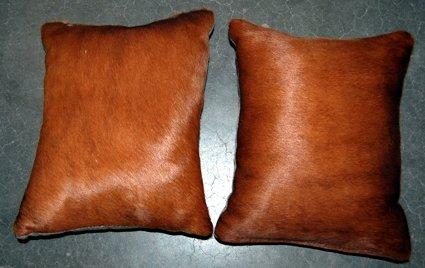 Set Of 2 Dark Leather Throw Pillows