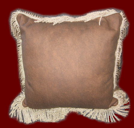 Leather with Fringe Throw Pillow